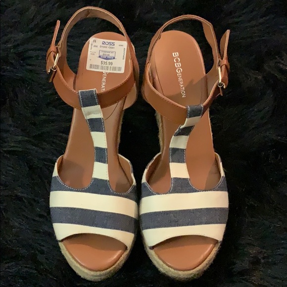 BCBGeneration Denim & Beige Espadrilles Wedges 10B - Picture 8 of 8